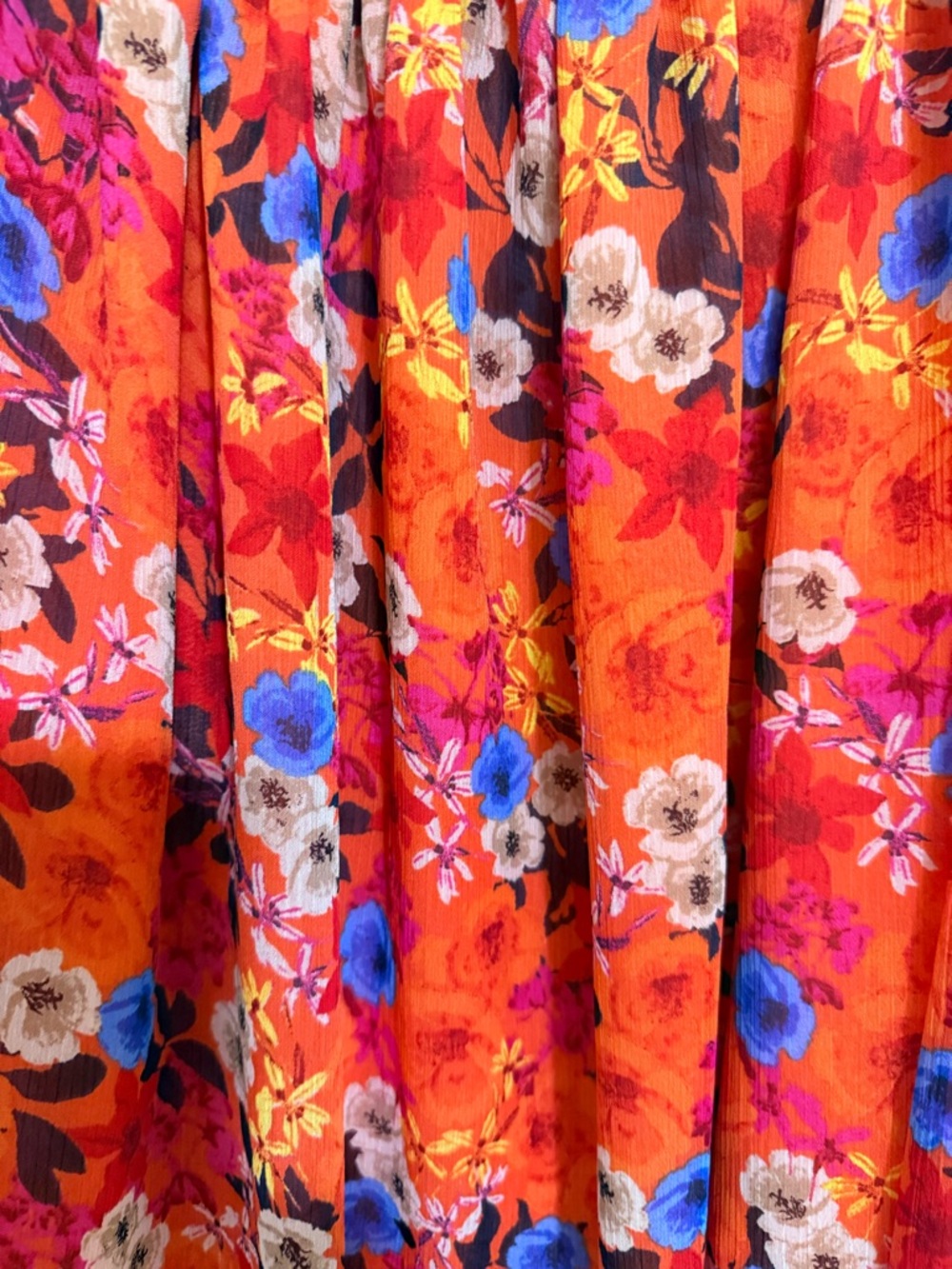 INC International Concepts Orange Floral Pleated Top